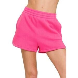 SKIMS Hot Pink Drapey French Terry Ultra High Waist Drawstring Lounge Shorts XS